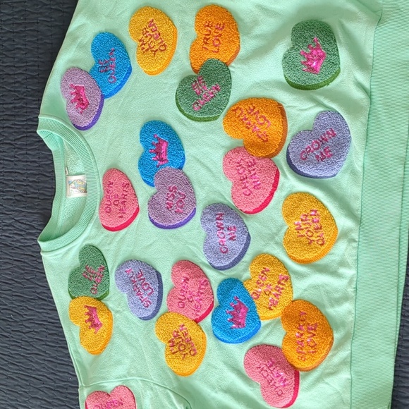 Queen Of Sparkles Conversational Heart Sweatshirt Sz.S - Picture 3 of 10